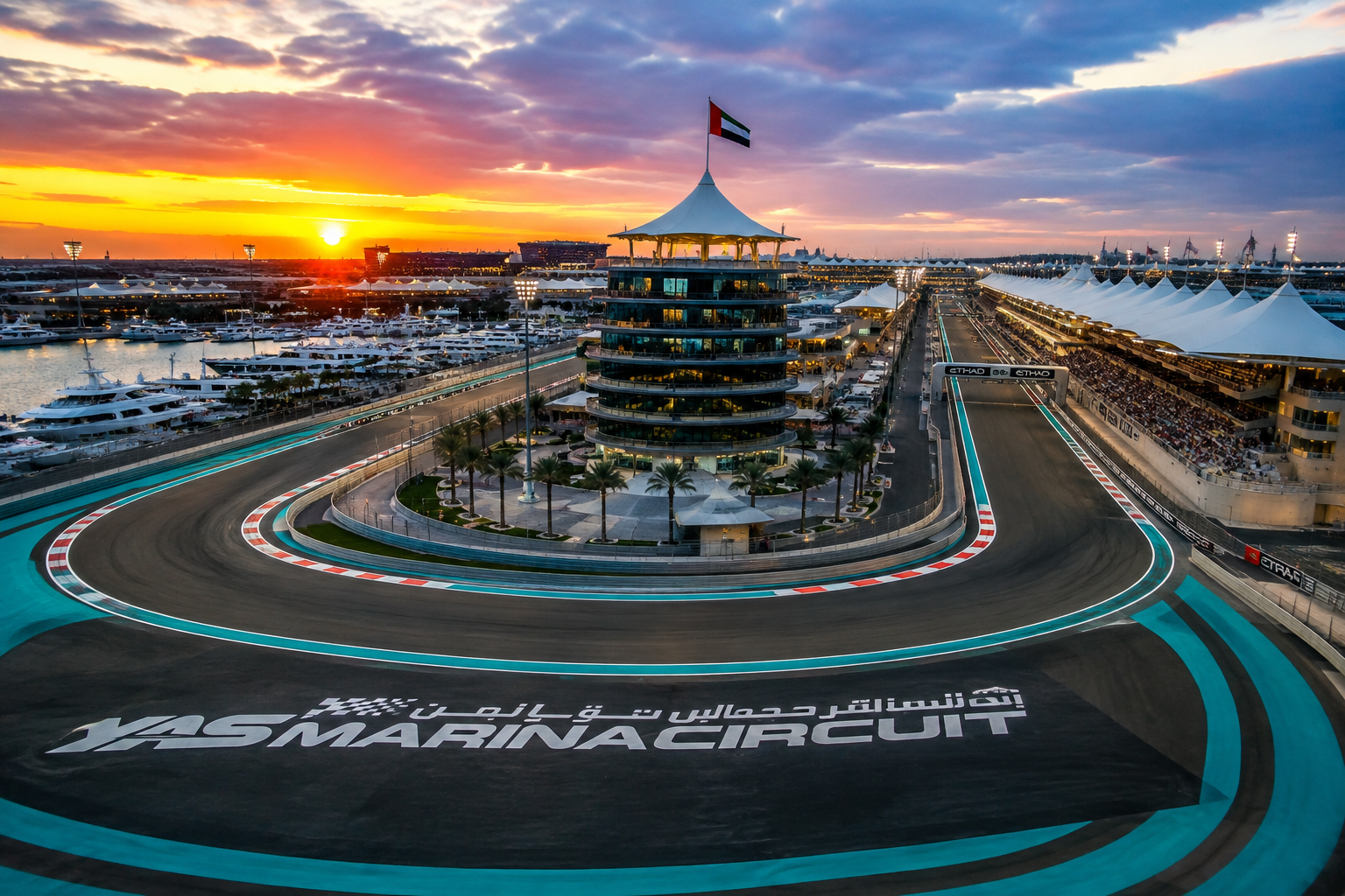 Aerial view of a Formula 1 circuit