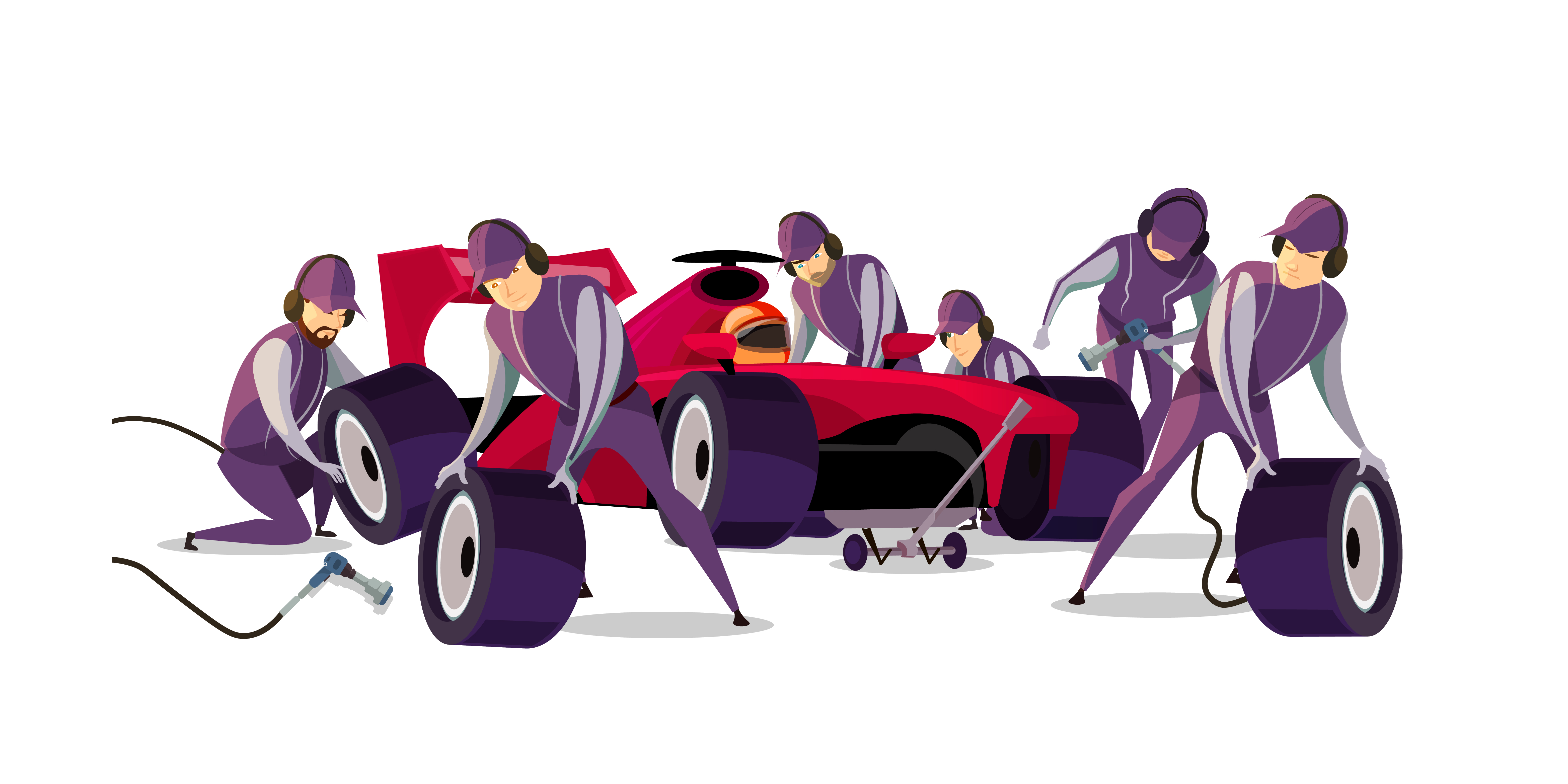 F1 strategy team at a pit wall